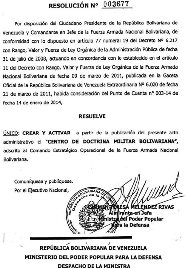 gaceta doctrina militar Venezuela Awareness